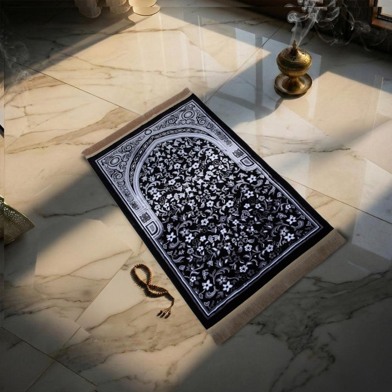 Melen Turkish prayer rug – Istabraq – Black – Gray - Image 1